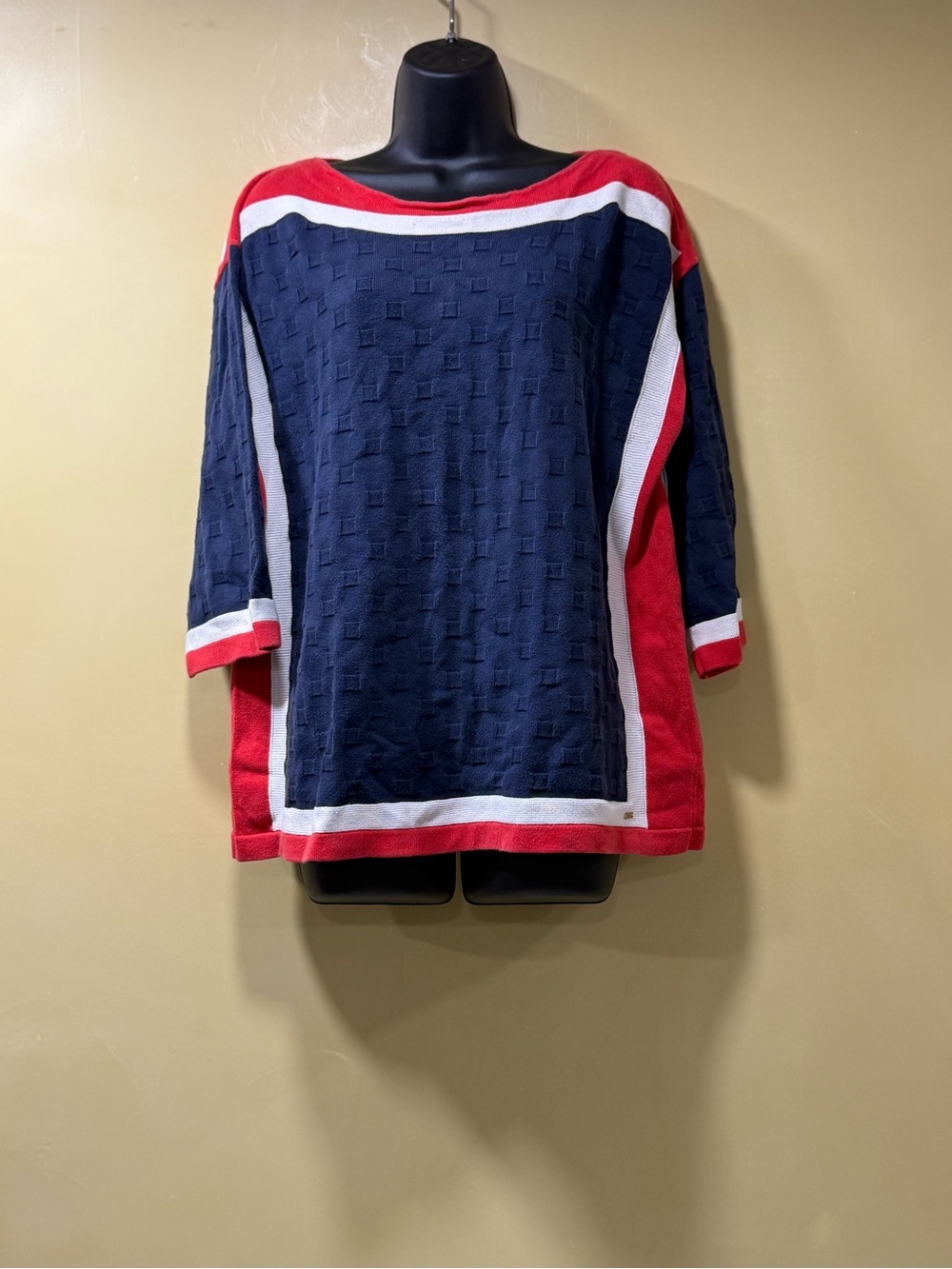 Tommy Hilfiger Red Navy White Striped Knit Top